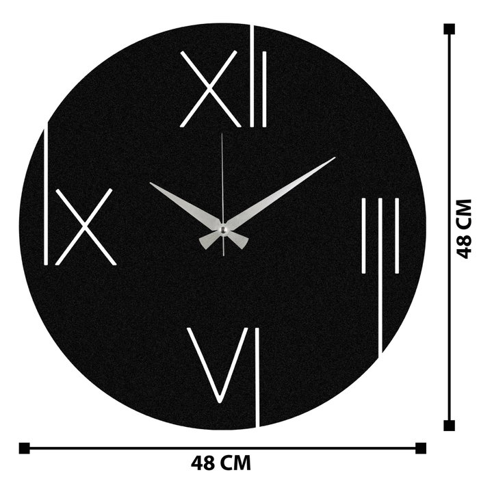 Wallity Reloj de Pared Decorativo Metal Negro 48x48 cm Grosor 1.2mm Elegancia y Arte para Hogar y Oficina